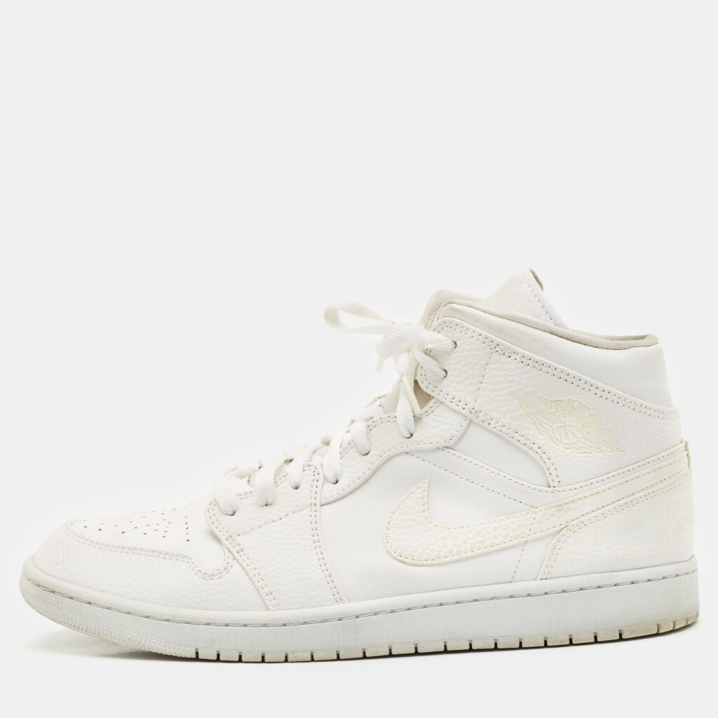 luxury-men-air-jordans-used-shoes-p1154616-003 Air Jordans White Leather Jordan 1 Retro High OG Sneakers Size 45