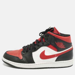 Air Jordans Multicolor Leather Jordan 1 Mid Gym Red Black White Sneakers Size 47.5