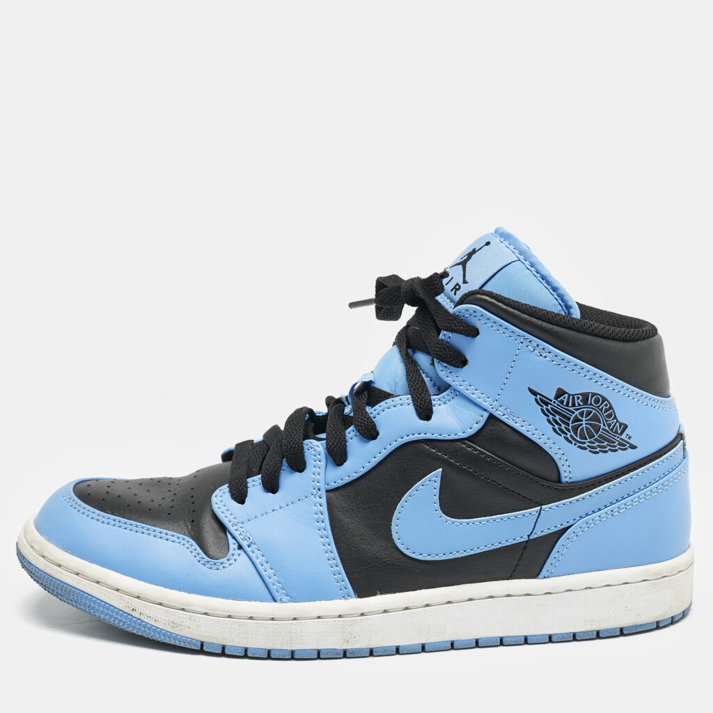 luxury-men-air-jordans-used-shoes-p1161485-007 Air Jordans Blue/Black Leather Jordan 1 Mid University Blue Black Sneakers Size 42.5
