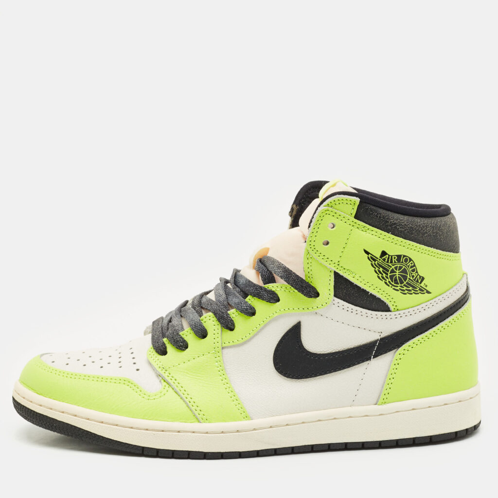 luxury-men-air-jordans-used-shoes-p1168388-007 Air Jordans Green/White Leather 1 Retro OG High Top Sneakers Size 45