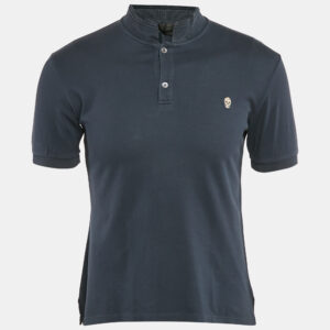 Alexander McQueen Grey Cotton Pique Polo T-Shirt S