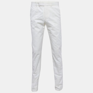 Alexander McQueen White Cotton Regular Fit Trousers M