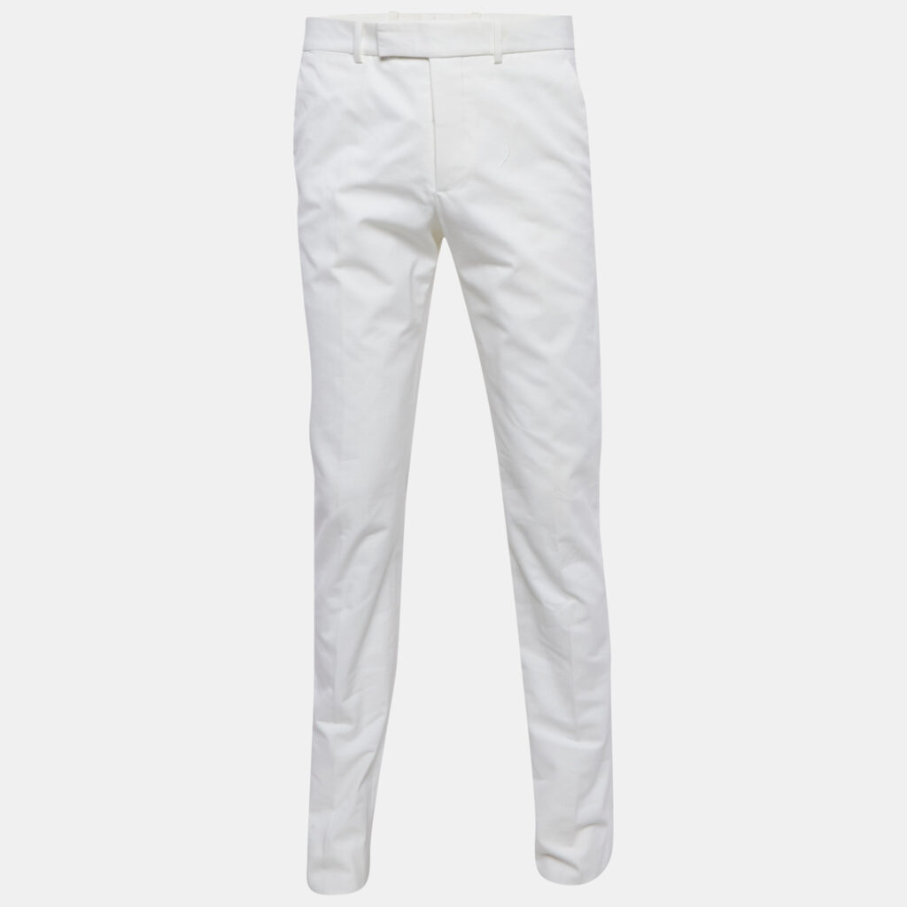 luxury-men-alexander-mcqueen-used-clothes-p1149280-002 Alexander McQueen White Cotton Regular Fit Trousers M