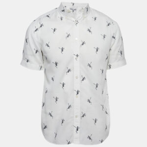 Alexander McQueen White Dancing Skeleton Print Cotton Button Down Shirt L