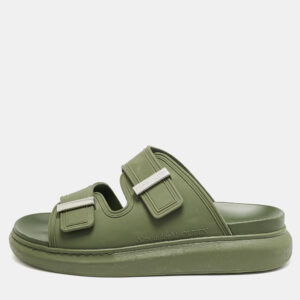 Alexander McQueen Green Rubber Hybrid Flat Sandals Size 42