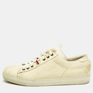 Alexander McQueen Cream Leather Lace Up Sneakers Size 45