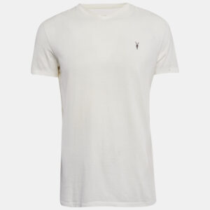All Saints Off-White Cotton V-Neck T-Shirt M