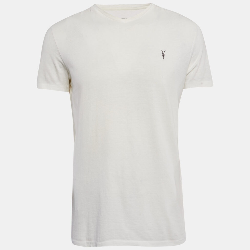 luxury-men-all-saints-used-clothes-p1102189-002 All Saints Off-White Cotton V-Neck T-Shirt M