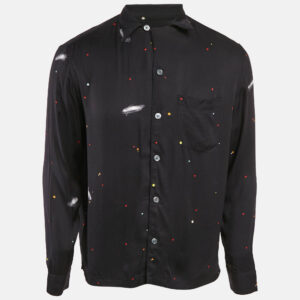All Saints Black Galaxy Print Crepe Long Sleeve Shirt XS