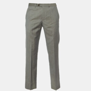Armani Collezioni Grey Virgin Wool Straight Leg Trousers M