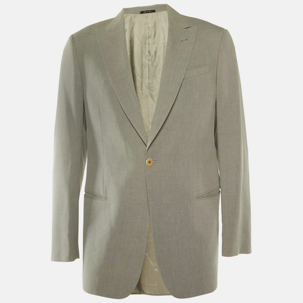 luxury-men-armani-collezioni-used-clothes-p1103737-005 Armani Collezioni Grey Cotton Blend Regular Fit Blazer L