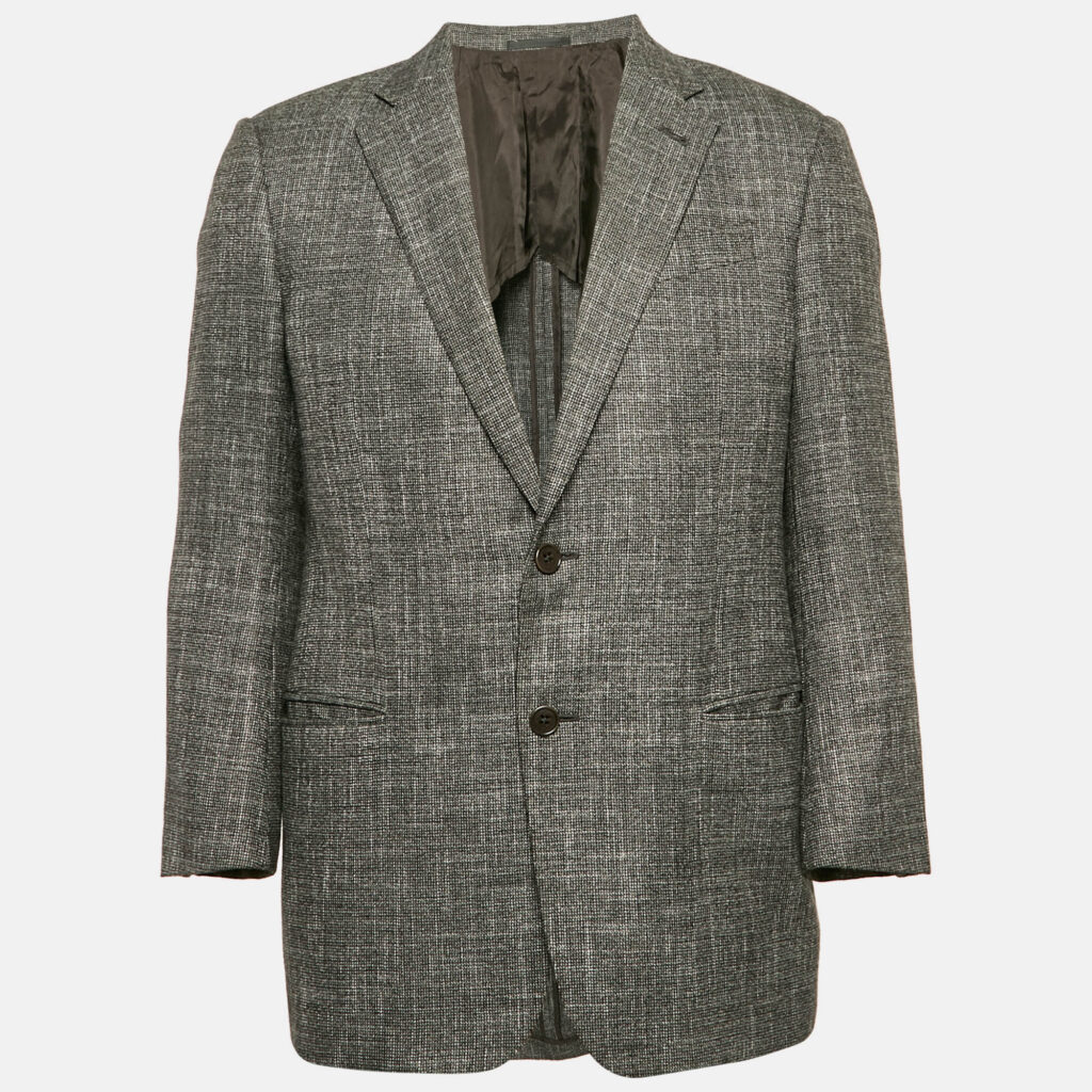 luxury-men-armani-collezioni-used-clothes-p1155658-001 Armani Collezioni Grey Cotton Blend Regular Fit Blazer L