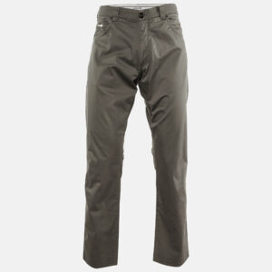 Armani Collezioni Grey Cotton Regular Fit Pants L/Waist 34"
