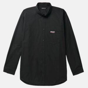 Balenciaga Black Logo Embroidery Poplin Button Front Oversized Shirt M