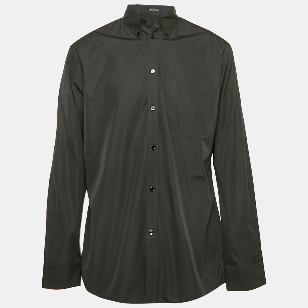 luxury-men-balenciaga-new-clothes-p1155389-004 Balenciaga Black Cotton Long Sleeve Shirt M