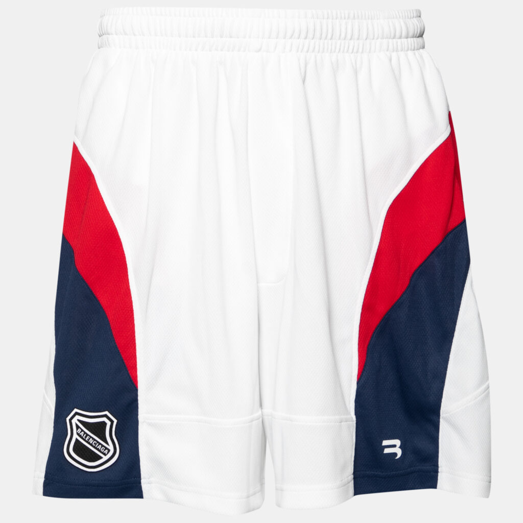 luxury-men-balenciaga-new-clothes-p626090-001-2 Balenciaga White Printed Logo Printed Stretch Knit Shorts XS