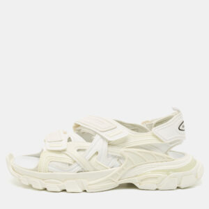 Balenciaga White Rubber and Faux Leather Track Sandals Size 42