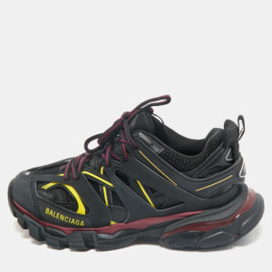 Balenciaga Black Faux Leather and Mesh Track Sneakers Size 40