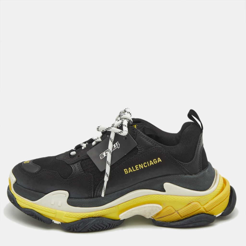 luxury-men-balenciaga-new-shoes-p1156454-004 Balenciaga Black Leather and Mesh Triple S Sneakers Size 40