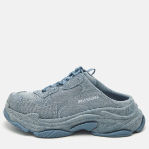 balenciaga blue denim triple s mules size 45