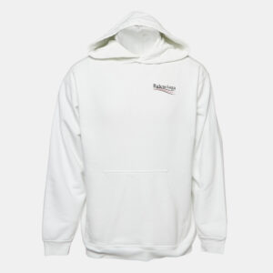 Balenciaga White Political Campaign Cotton Knit Hoodie L