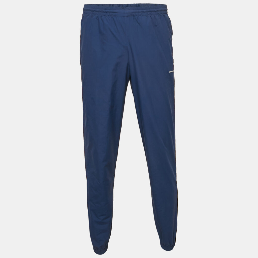 luxury-men-balenciaga-used-clothes-p1161393-002 Balenciaga Navy Blue Logo Print Nylon Pants XS