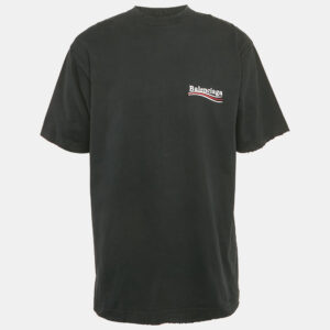 Balenciaga Unisex Black Distressed Jersey Campaign Oversized T-Shirt XXS