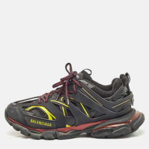 Balenciaga Black Faux Leather and Mesh Track Sneakers Size 43