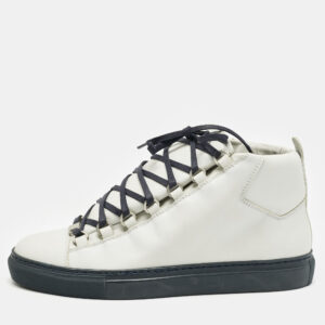 Balenciaga Grey Leather Arena High Top Sneakers Size 40