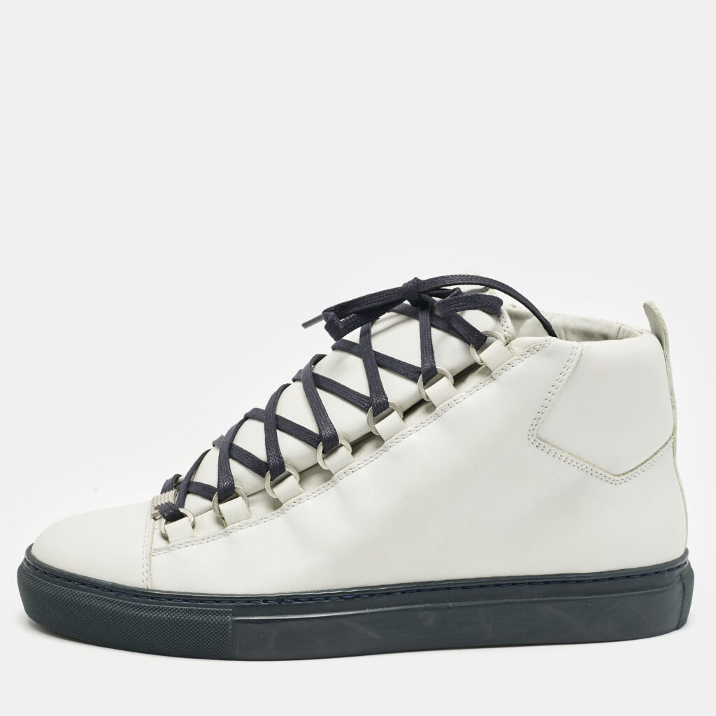 luxury-men-balenciaga-used-shoes-p1155996-003 Balenciaga Grey Leather Arena High Top Sneakers Size 40