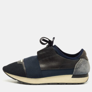 Balenciaga Tricolor Leather, Suede and Mesh Race Runner Sneakers Size 40