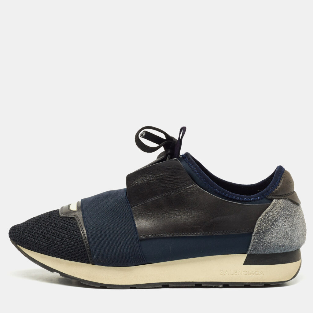luxury-men-balenciaga-used-shoes-p1167769-001 Balenciaga Tricolor Leather, Suede and Mesh Race Runner Sneakers Size 40