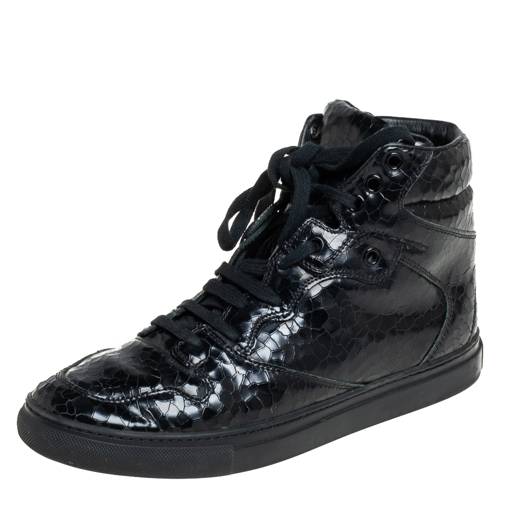 luxury-men-balenciaga-used-shoes-p457313-005 Balenciaga Black Leather High Top Sneakers Size 39