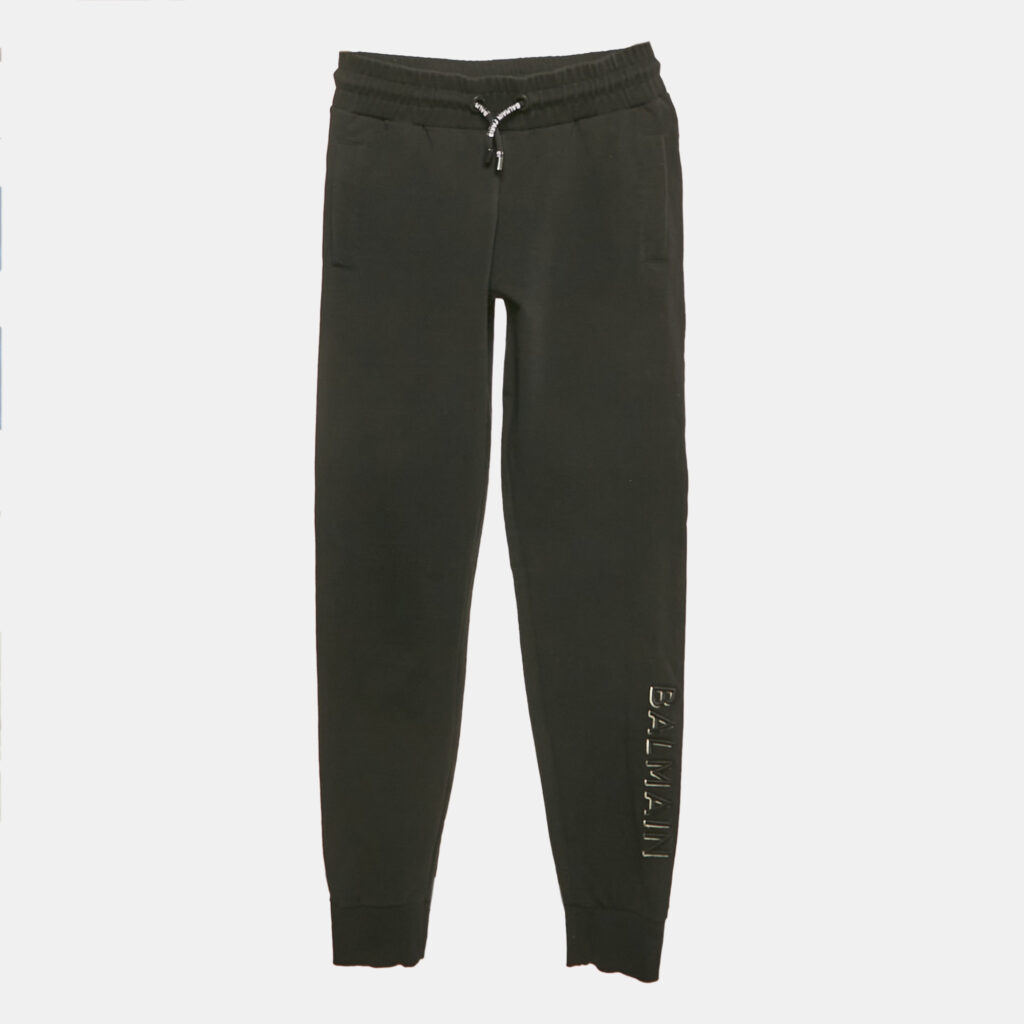 luxury-men-balmain-used-clothes-p1124274-007 Balmain Black Logo Embroidered Cotton Knit Track Pants XS