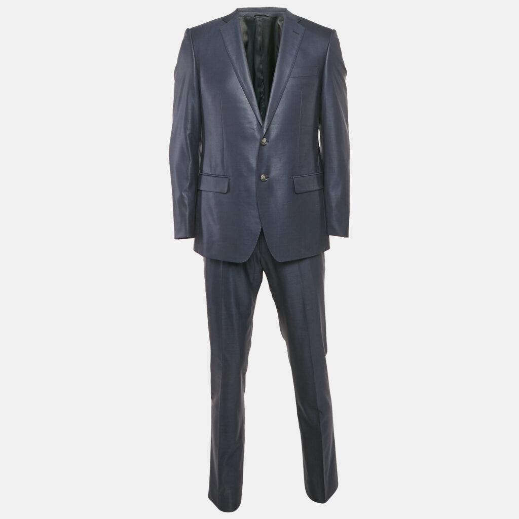 luxury-men-balmain-used-clothes-p1126772-004 Balmain Navy Blue Wool Tailored Pants Suit M
