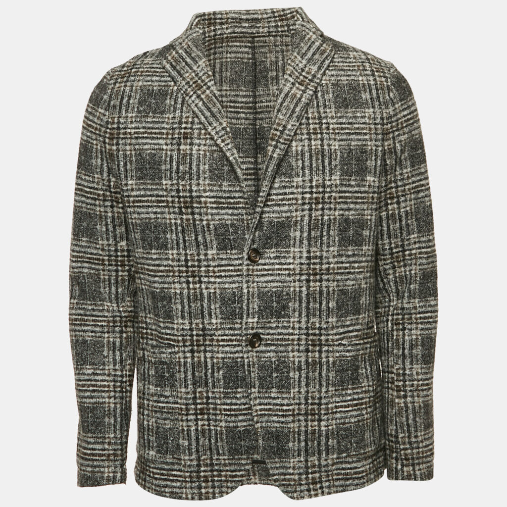 luxury-men-boggi-milano-used-clothes-p1162950-002 Boggi Milano Grey Checks Wool Blend Single Breasted Blazer L