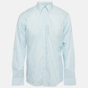 Boss by Hugo Boss Blue Striped Cotton Regular Fit Shirt L