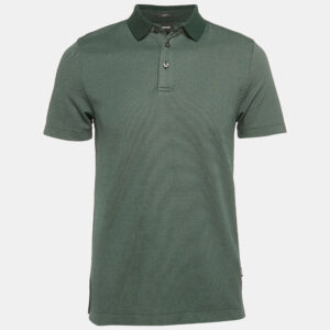 Boss By Hugo Boss Green Patterned Cotton Slim Fit Polo T-Shirt S