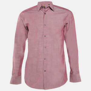 Boss By Hugo Boss Maroon Cotton Slim Fit Long Sleeve Shirt S