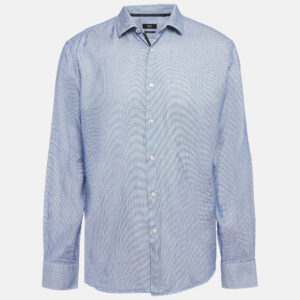 Boss By Hugo Boss Blue Patterned Cotton Button Up Shirt XXL
