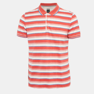 Boss By Hugo Boss Red Stripe Pima Cotton Regular Fit Polo L