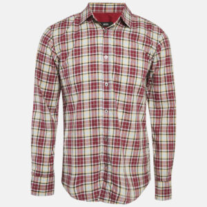 Boss By Hugo Boss Red Checked Cotton Slim Fit Ronny Shirt M