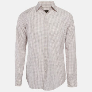 Boss Selection By Hugo Boss White Checked Cotton Tobian Shirt M