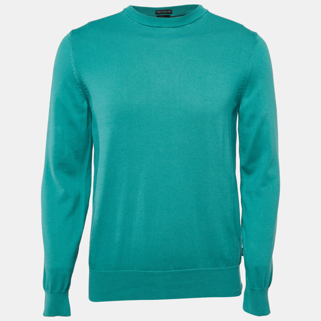 luxury-men-boss-by-hugo-boss-used-clothes-p1069193-005 Boss By Hugo Boss Blue Cotton Knit Crew Neck Sweater M