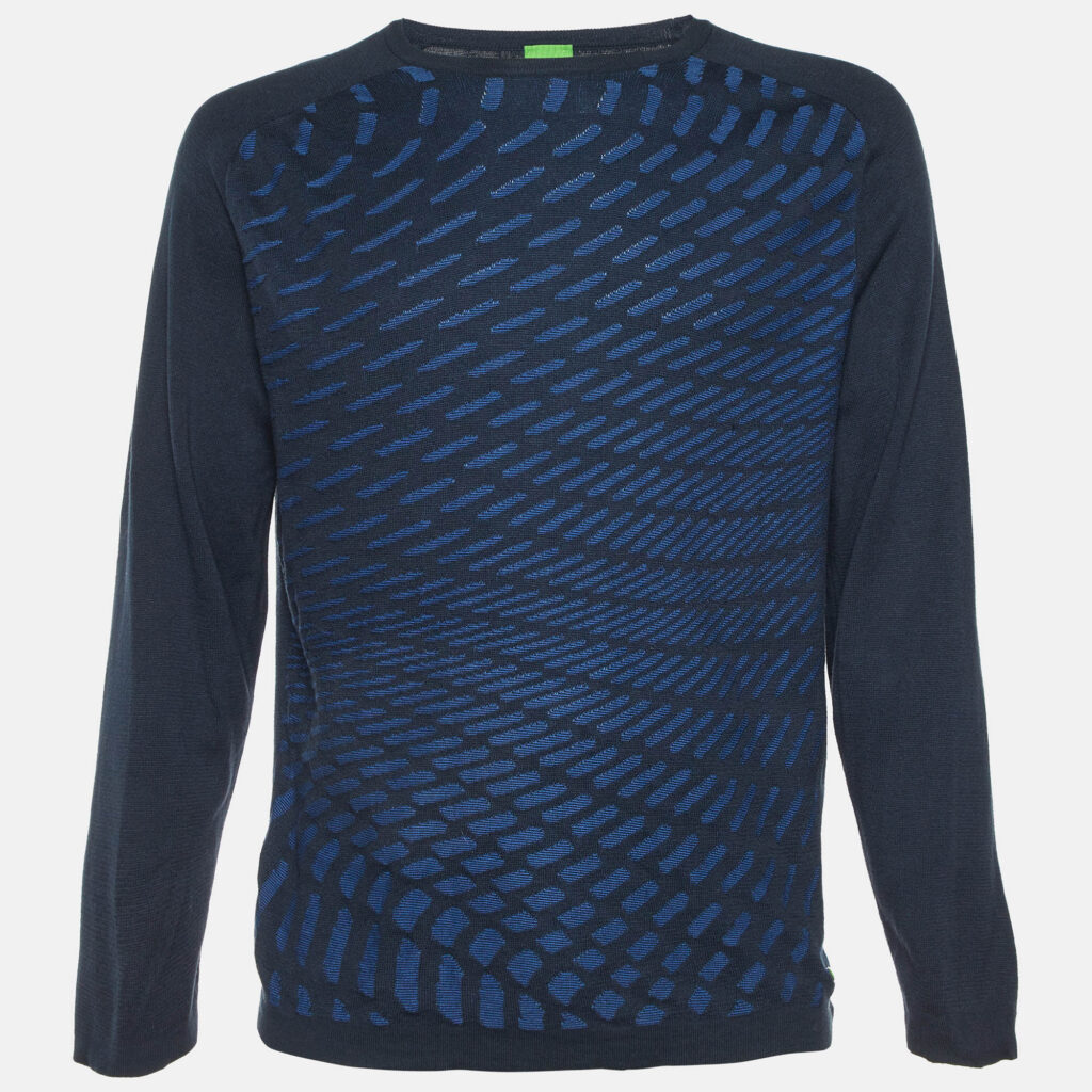 luxury-men-boss-by-hugo-boss-used-clothes-p1107039-001 Boss by Hugo Boss Midnight Blue Cotton Ramo Crew Neck Jumper L