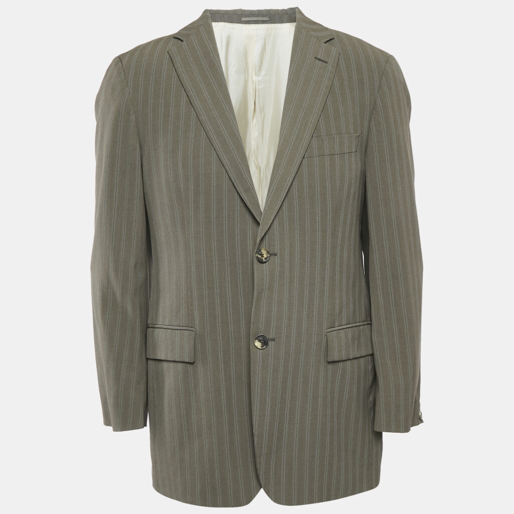 luxury-men-boss-by-hugo-boss-used-clothes-p1110295-006 Boss By Hugo Boss Grey Stripe Wool Single Breasted Blazer M