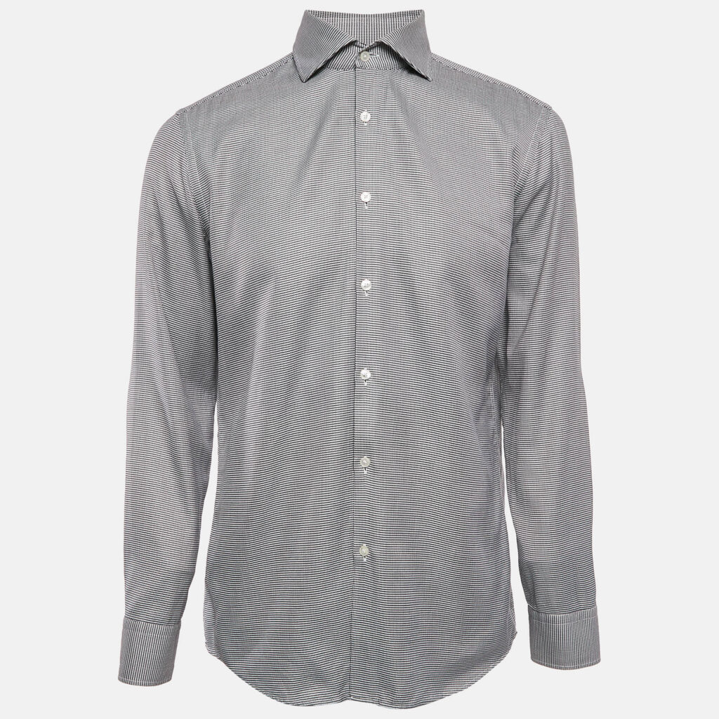 Boss By Hugo Boss Black Patterned Cotton Button Front Slim Fit Shirt XL