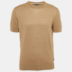 Boss By Hugo Boss Caramel Brown Linen Blend Crew Neck T-Shirt S