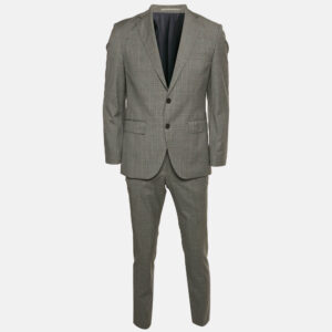 Boss By Hugo Boss Grey Wool Plaid Tailored Johnstons/Lenon1 Pants Suit S