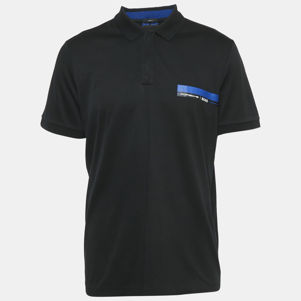luxury-men-boss-by-hugo-boss-used-clothes-p1146102-006 Boss By Hugo Boss Porsche Design Black Cotton Slim Fit Polston Polo T-Shirt XL